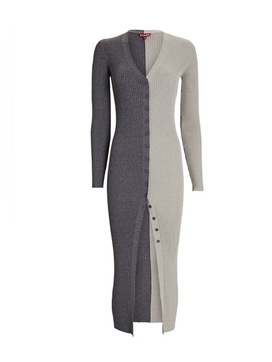 STAUD Dresses & Skirts - New STAUD Shoko Color Blocked
Cardigan Sweater Dress